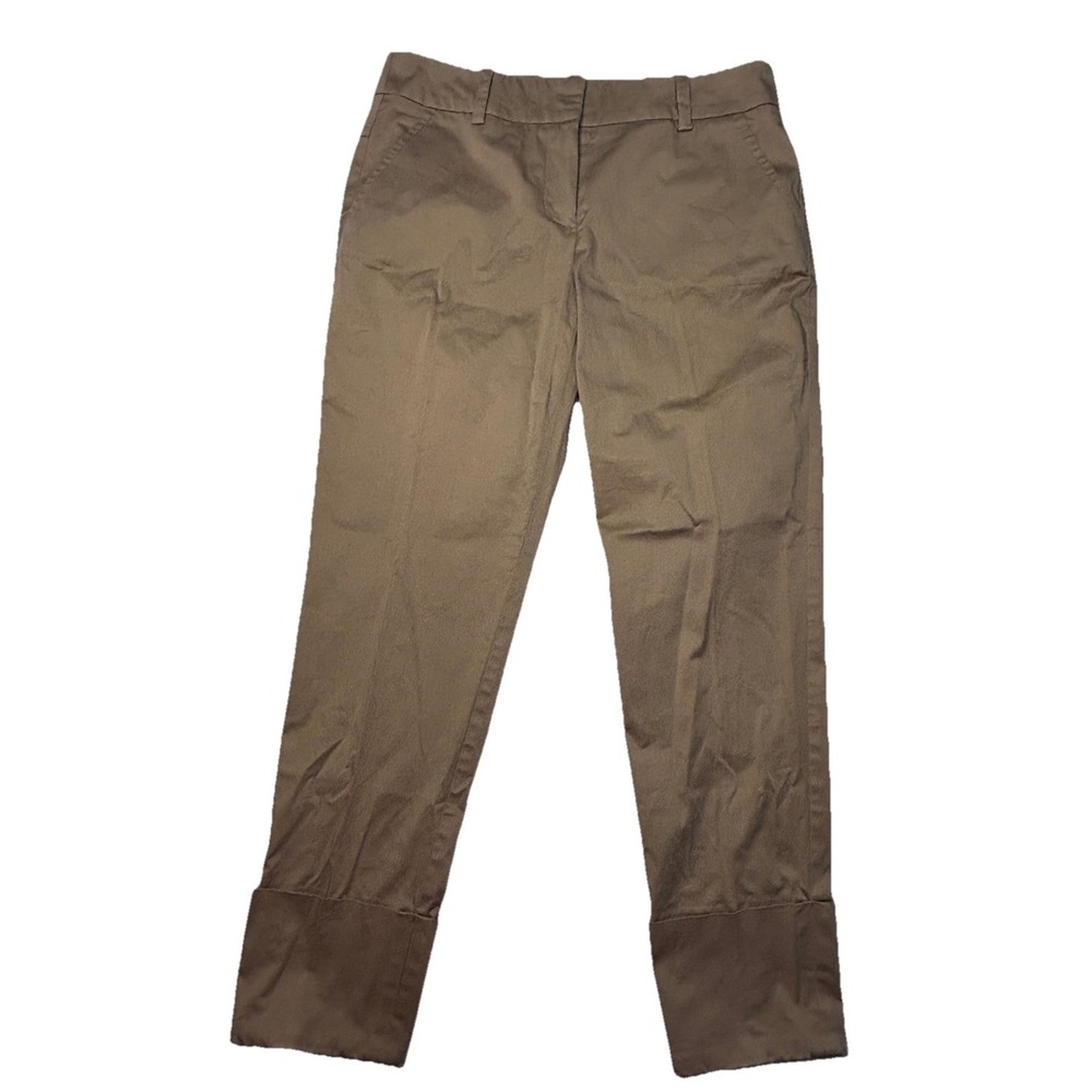 Trina Turk Khaki Cuffed Ankle Pants Womens Size 6 Tailored Slim Leg Beige